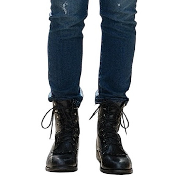 JUSTIN Kiltie Western Boots Lace Up Stetson Black Leather Size 7.5 B Vintage - Picture 11 of 14